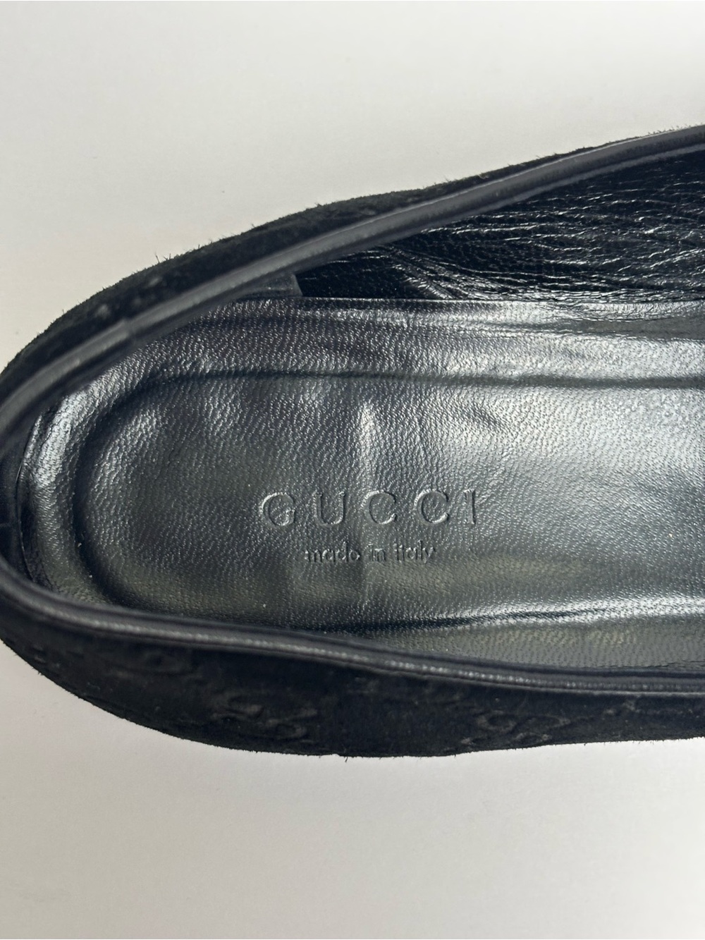 Gucci Black GG Monogram Suede Pointed Toe Bow Ballet Flats Size 38 - Picture 6 of 9